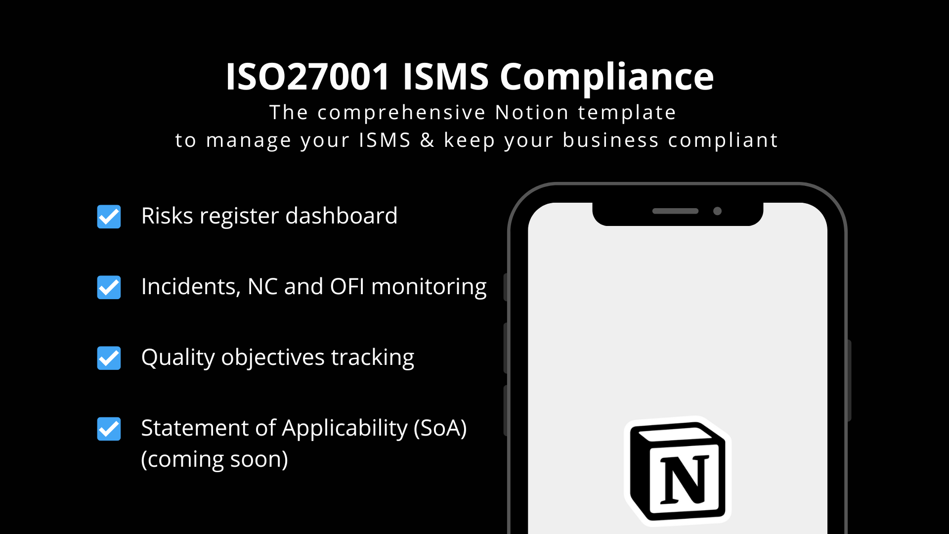 Manage your ISO27001 Information Security Management System - Notion Template